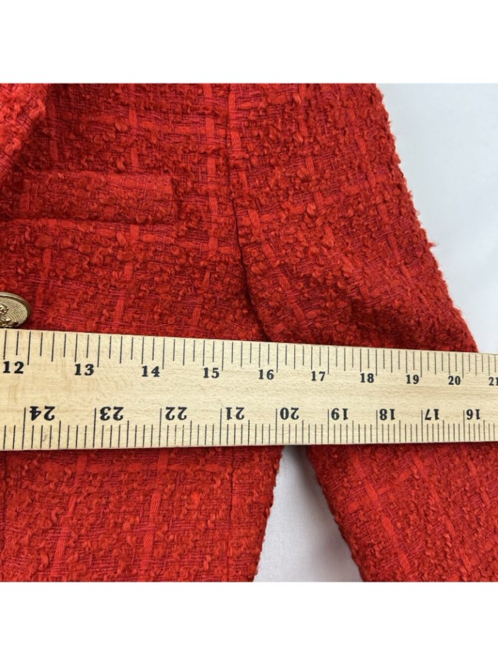 ZARA Red Tweed Boucle Double Breasted Blazer Jacket Womens XS Textured Cotton - Picture 7 of 16